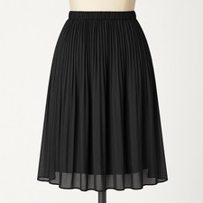 Vtg Black Pleated Midi Skirt Elastic Waist Sheer Overlay M Whimsigoth Romantic