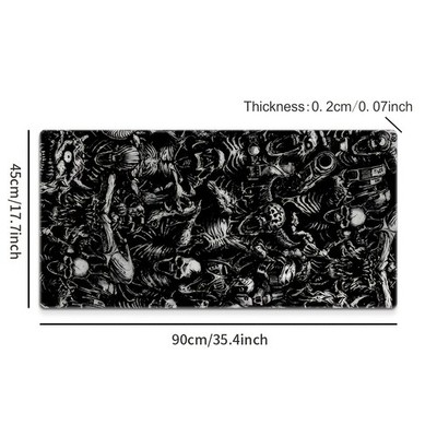 40*90cmLarge Non-Slip Skull Pattern Mouse Pad - Durable Stitched Edges, HD Print