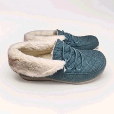 Vionic Believe Faux Fur Womens 6 Arch Supportive Slipper Mineral Green