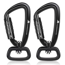 2 Pack Locking Carabiner Clip 2.5" with Swivel Ring for Securing Pets, Dog Le...