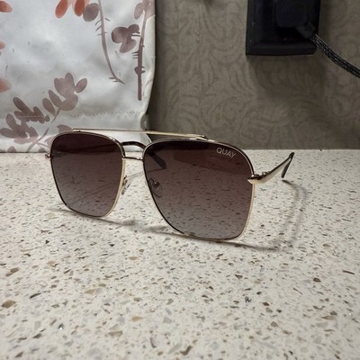 Quay Round Aviator Polarized Sunglasses HighRoller 148 Gold Smoke FRAMES ONLY