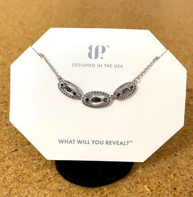 BP Bomb Party Black Ice Crystal Rhodium Plating RBP8324 Necklace 18  NWT