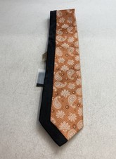 NWT Steven Land Men's C20 Crystal Paisley Silk Tie Orange Black Colorblock