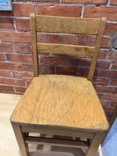 Vintage Child/Kid Solid Oak Wood School Chair Sturdy Antique 50’s / 60’s
