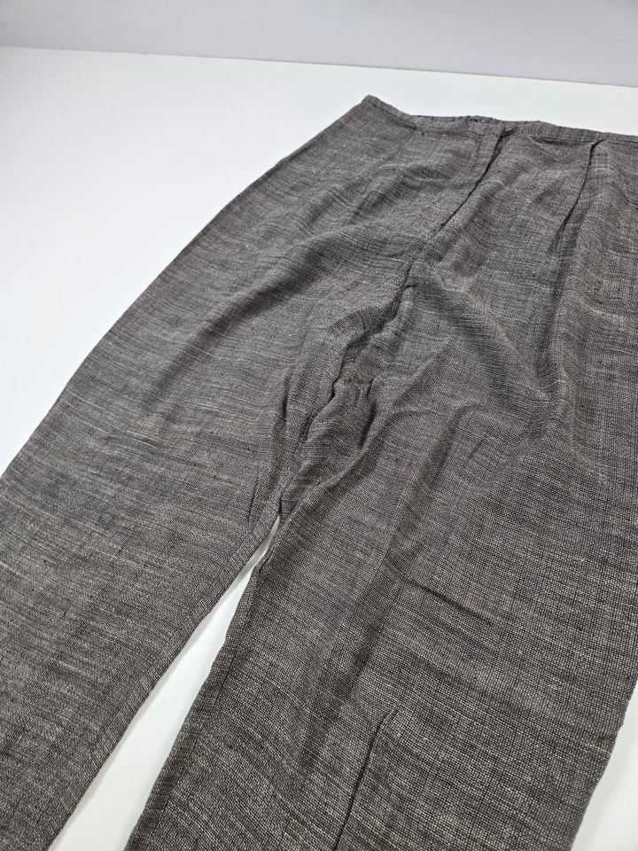 Eileen Fisher Pants Womens Medium Brown Black 100% Linen Wide Leg Pull On - Image 2 of 4