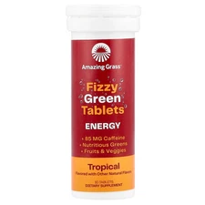 Fizzy Green Tablets, Energy, Tropical, 10 Tablets