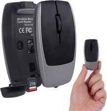 Mini Bluetooth Wireless Mouse with TF Card Reader, Rechargeable, Silent Click, P