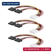 3 Pack 4 Pin Molex to Dual SATA Power Y-Cable Adapter, 4 Pin Male IDE Molex to 1
