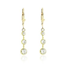 14K Yellow Gold Cubic Zirconia Leverback Earrings