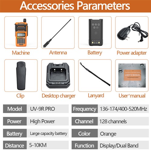 UV 9R PRO Walkies Talkie UHF VHF Dual Band Waterproof Ham Two Way Radios - Picture 11 of 21
