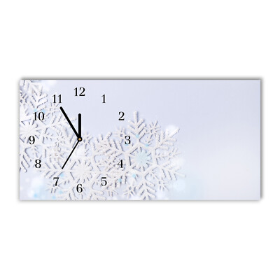 Tulup Glas Wanduhr 60x30cm - Schwarz - Deko - Snowflakes Winter Snow