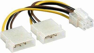 6 PIN Stromkabel Adapter 2x 4 PIN Molex Stecker auf 6PIN PCI Express Strom 0,15m