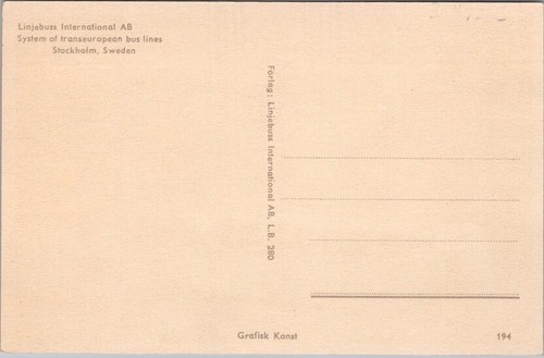 Postal publicitaria de autobús vintage de ESTOCOLMO, Suecia "Linjebuss International AB" - Imagen 2 de 2