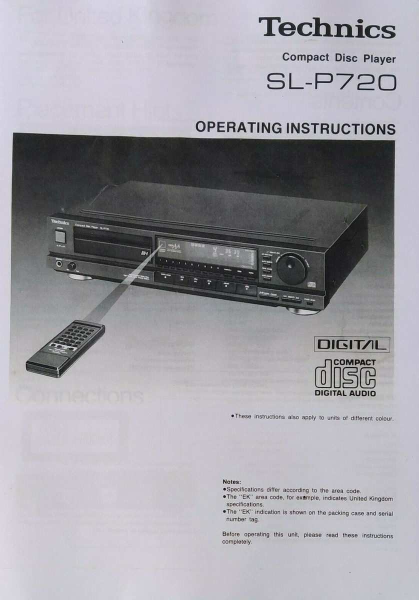 Technics SL-P720 Compact Disc CD Player - Operating Instructions