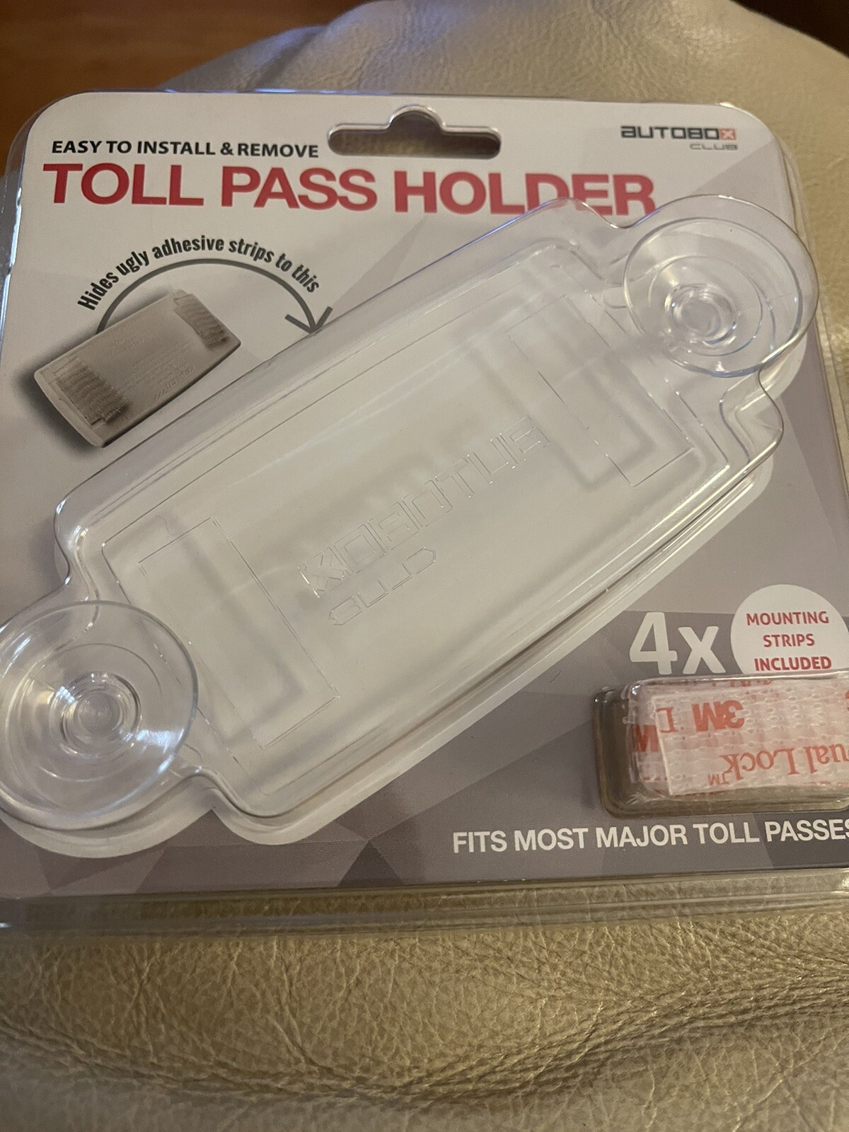 AUTOBOX CLUB Toll Pass Holder w/ 4 Mounting Strips, 2 Items eBay