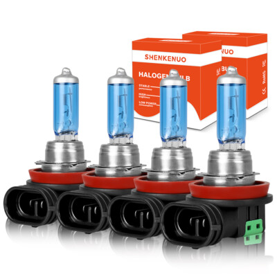 4pc H11+H11 halogen Headlight Combo High Low Beam Bulbs wram White Bright Lamps