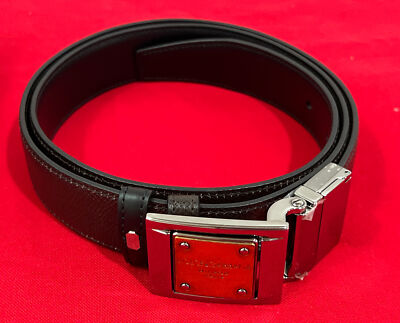 DOLCE & GABBANA LOGO BUCKLE GOLD AND SILVER BLACK BELT SZ 90 | eBay