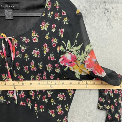 Vintage Y2K Fairy Grunge Silk Floral Top Large Whimsigoth Boho Romantic Gothic - Bild 5 von 8