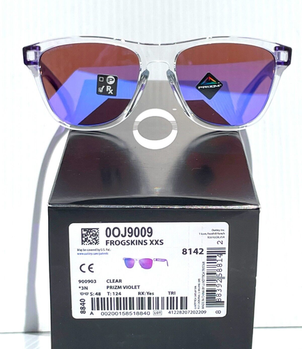 NEW Oakley FROGSKINS XXS Polished Clear PRIZM Violet YOUTH Sunglass J9009-03 - Picture 6 of 12