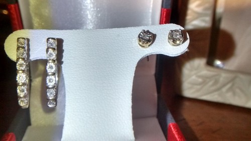 EARINGS 10 CT DIAMOND STERLING SILVER SET OF 4 $ 42 - Picture 3 of 4