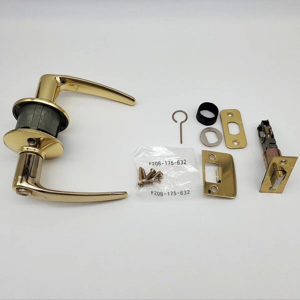 Schlage Door Lever Privacy Lock 2-3/8" to 2-3/4" Backset F40NV JAZ Bright Brass — 第 2/4 张图片