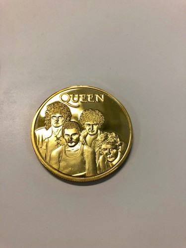 QUEEN Bohemian Rhapsody challenge coin Freddie Mercury Souvenir ROCK BAND + CASE - Picture 2 of 3