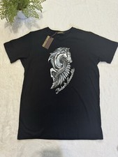 Roberto Cavalli Mens Black Pegasus Graphic Cotton Crew Neck T-Shirt NWT L  290