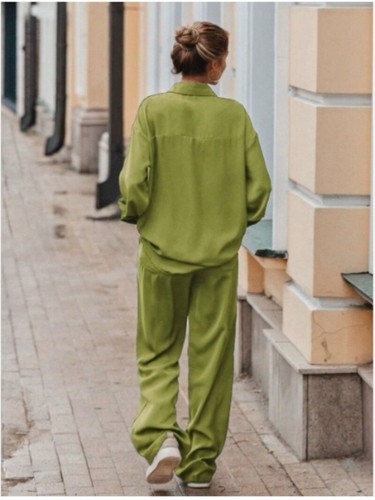 UK Womens V Neck Long Sleeve Tops Shirt Pants Casual Loose Trousers Suits Sets - Picture 12 of 17