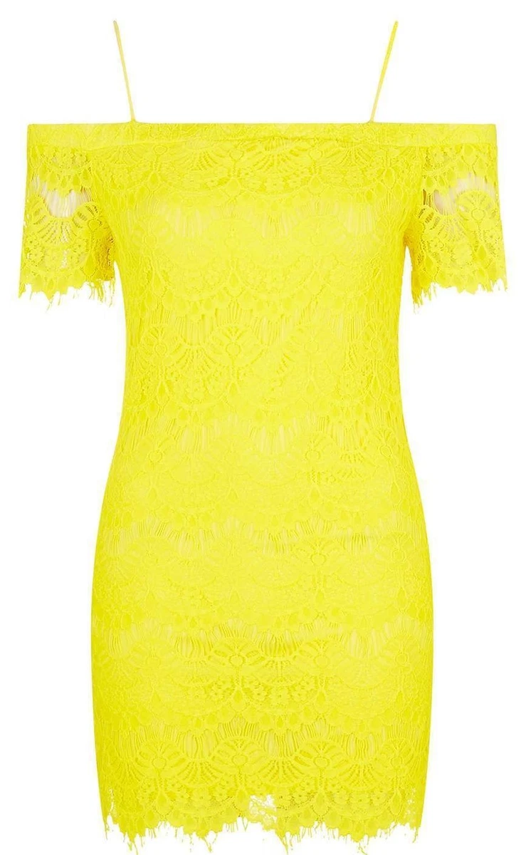 Topshop yellow bardot best sale dress