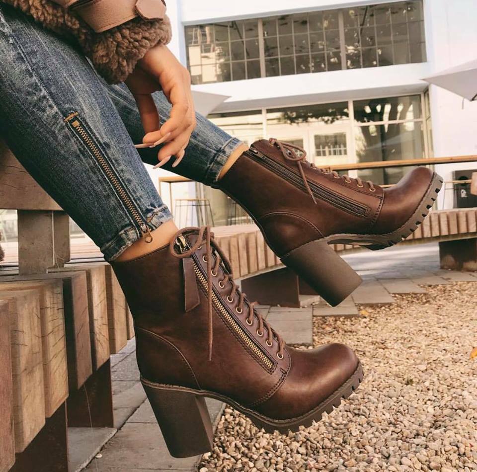 New Women's Lace Up Combat Ankle Booties Boot Chunky High Heel Platform Lug Sole