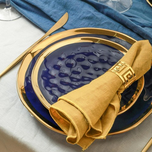 Juego de vajilla Florian 16 piezas porcelana borde dorado juego de cena apto para lavavajillas - Imagen 7 de 15