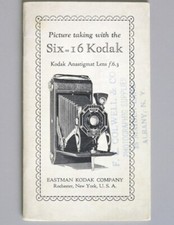 Kodak Six-16 Camera Anastigmat f.6.3 Lens Instruction Manual 1933