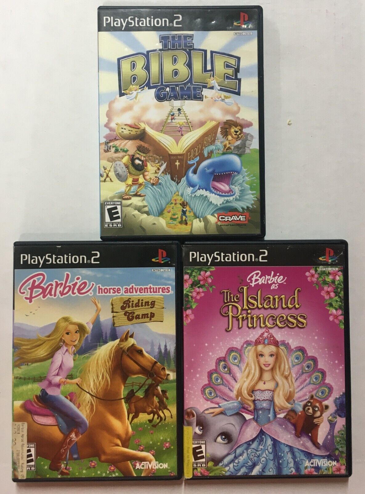 PS2 The Bible Game, Barbie Horse Adventures Riding Camp, Island