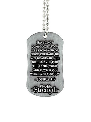Army Antique Finish Dog Tag Necklace-Joshua 1:9 (4 Pack) - Picture 3 of 4