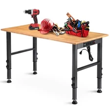 48 "Adjustable Workbench with Power Outlet, 2000 LBS Load Capacity