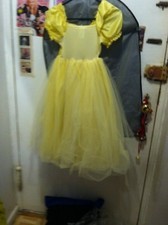 girls disney belle dress sixe8-10 dress up costume yellow short sleeves long dre
