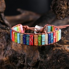 Natural Jasper Turquoise Stone Bracelet 7 Chakra Healing Stone Bracelet Handmade
