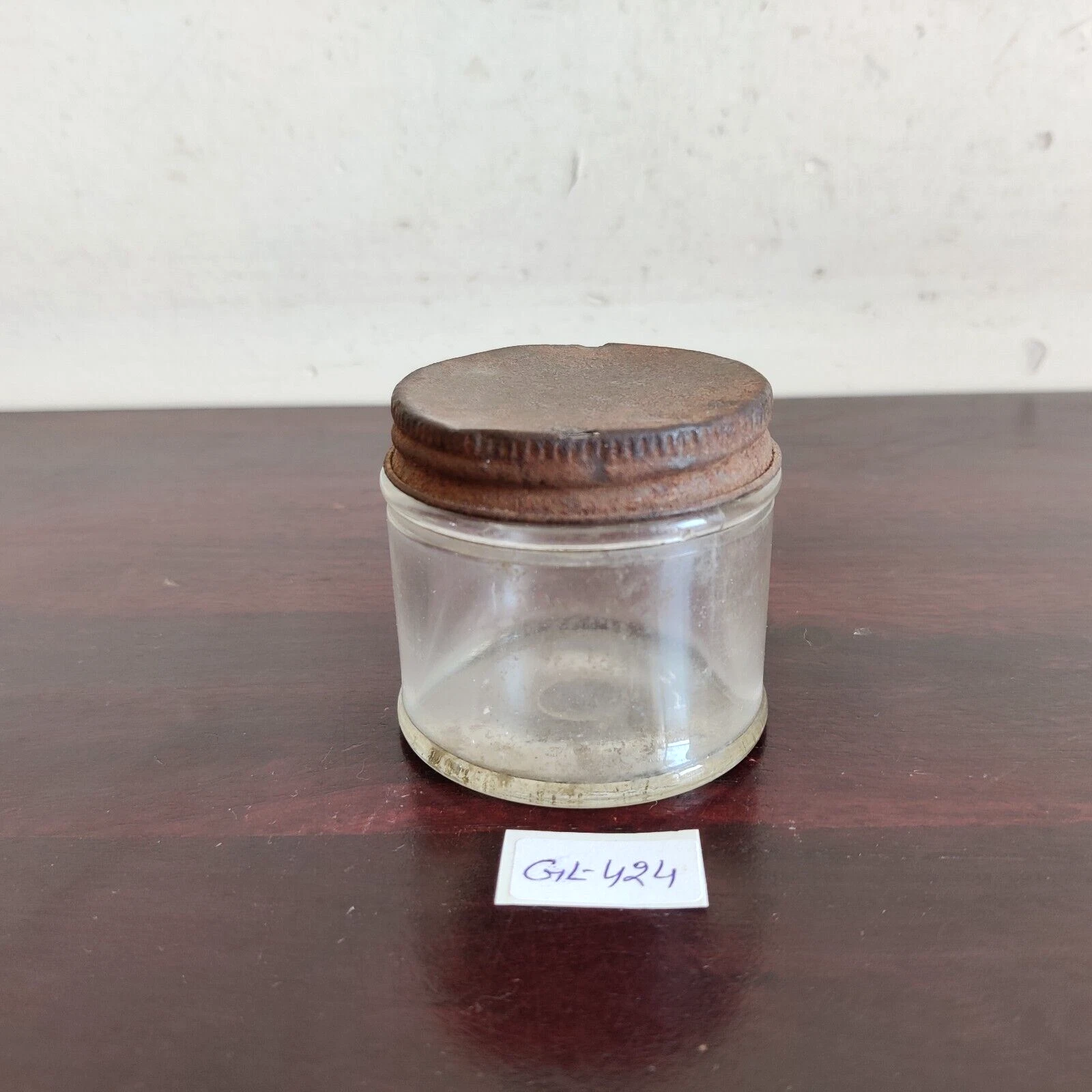 Vintage Original Old Round Glass Jar Rare Decorative Collectible GL424