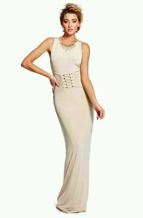 guess beige dress $118 Smart Guess Women Beige Sleeveless Eco Irene Midi Rib Shift Dress Size  XS