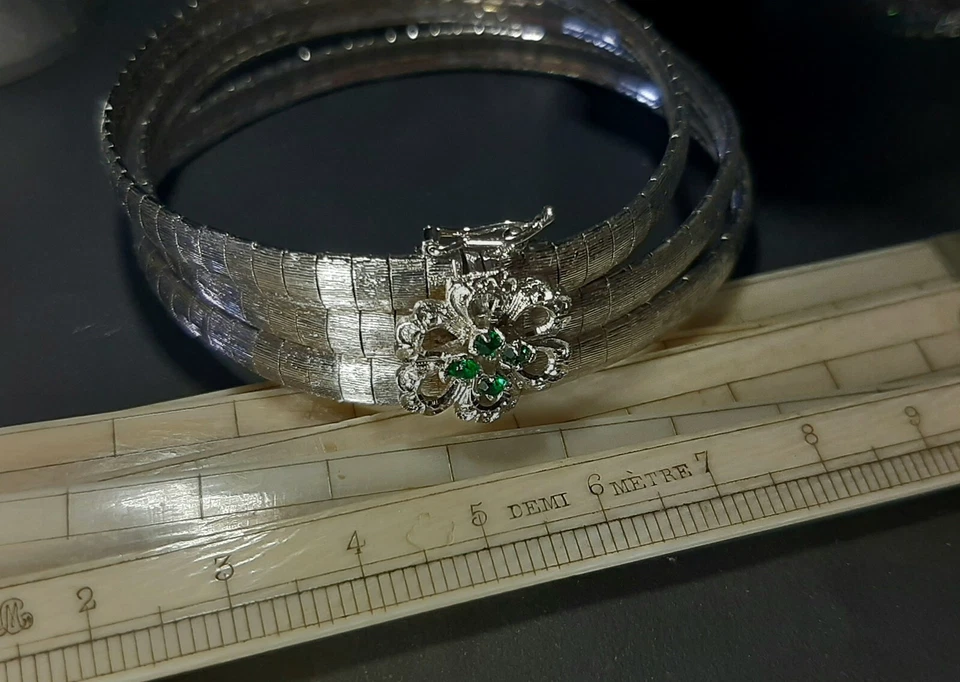  bracciale - argento -  con cristalli anni 50 - Immagine 3 di 4