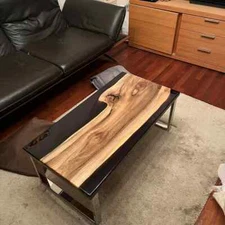 Epoxy Coffee Table with Black Resin, Black epoxy table, resin table Home Decor
