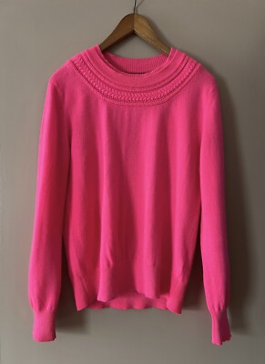 Burberry Damen 100% Kaschmir Rosa Pullover Wolle Zopfmuster Hell