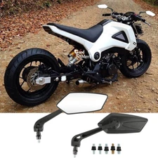 For Honda Grom MSX 125 Black Pair Motorcycle Rearview Side Wing Mirrors 8mm/10mm