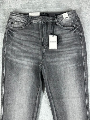 Judy Blue Jeans Womens 31 Skinny Fit High Waist Grunge Gray Pants Stretch New - Picture 2 of 19