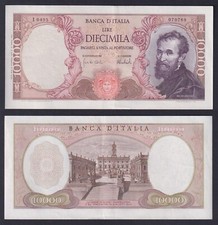 Banknote Italy 10000 Lira Michelangelo 1973 P.-97f SPL++/XF++
