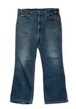 90s Levi's 517 Orange Tab 38x30 (37x27) Boot Cut Faded Blue Jeans Made in USA