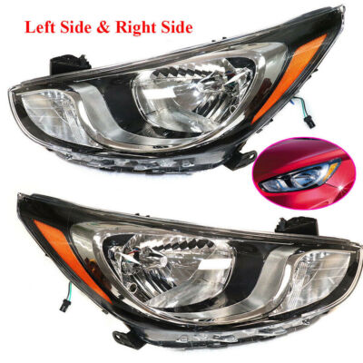 Headlight Set For 2012 2013 2014 Hyundai Accent Driver and Passenger Side