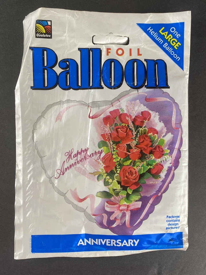 New! Vtg Happy Anniversary Rose Bouquet Foil Heart Balloon - Image 2 of 3