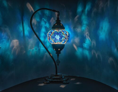 Mosaiklampe Bogen L Glas handgefertigtes blau - Orientalisch Türkisch Laterne - Bild 3 von 8
