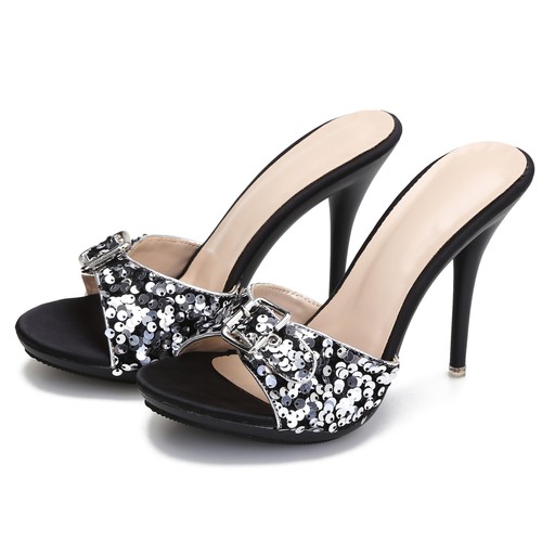 2024 Women High Heels Slipper Shiny Glitter Sandals Summer Casual shoes Footwear - Picture 7 of 26
